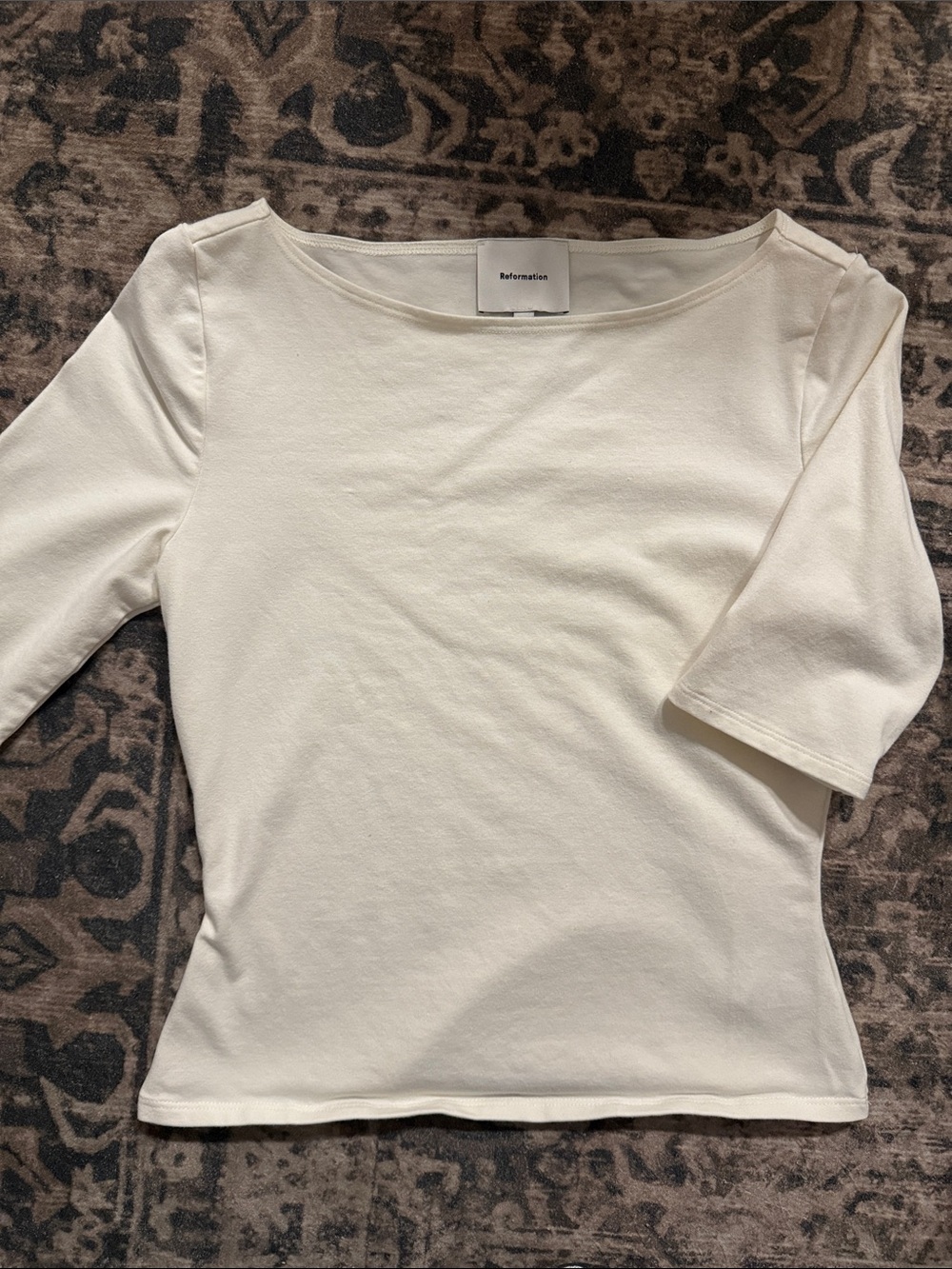 Reformation Cream Boatneck Short-Sleeve Tee